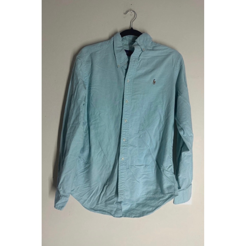 Ralph Lauren Mens Teal Blue Button Down Oxford Shirt Long Sleeve M L